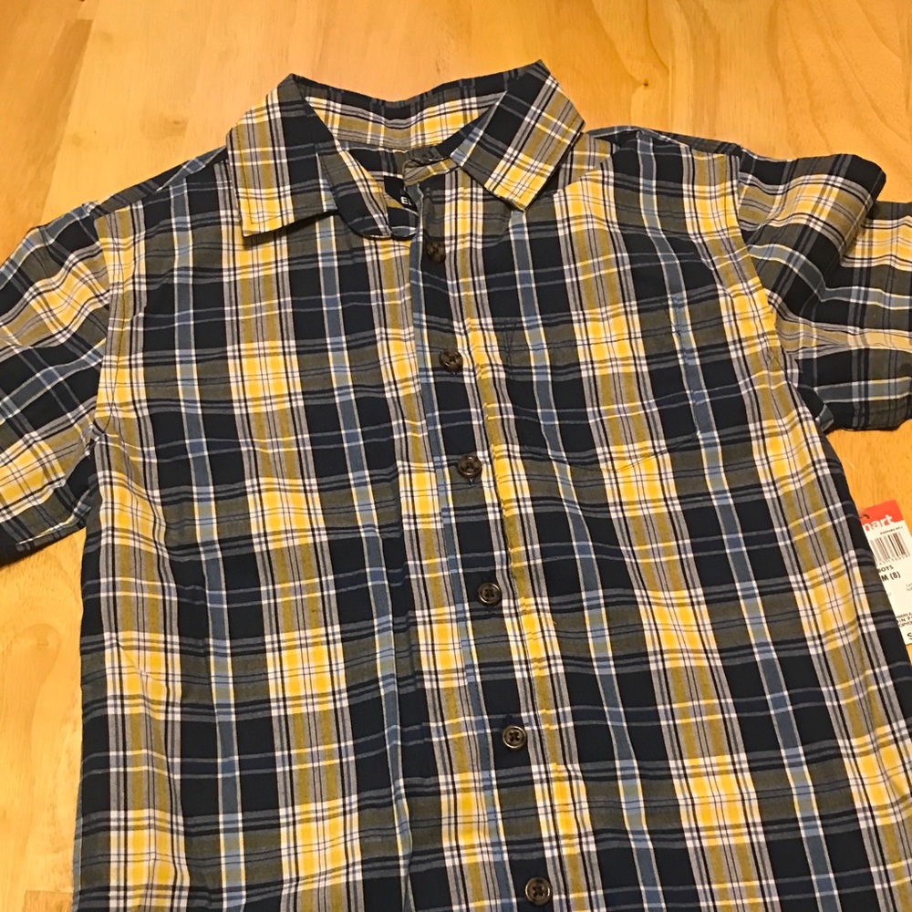 NWT boys plaid button shirt